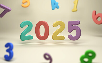 New Year 2025 Creative Design Concept - 3D Rendered Image	
