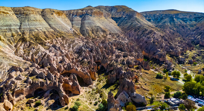 View of Zelve Valley in Cappadocia, Turkey