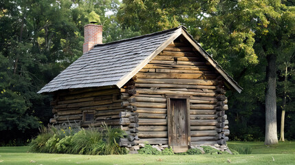 log cabins that pioneers built as their first homes in the new settlements.