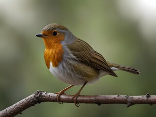 Robin (Erithacus rubecula) isolated on white background