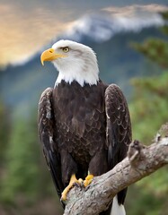 Fototapeta premium a bald eagle with a yellow beak