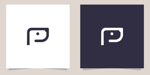 letter p with pet shop logo design