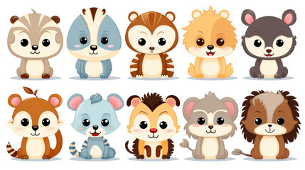 Obraz premium Detailed highresolution texture of vibrant and cute animal stickers for kids collections.