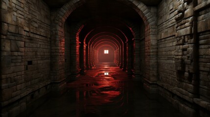 Naklejka premium Dive into an eerie underworld scene with a demonic realm in high resolution, filled with infernal darkness and a chilling atmosphere.