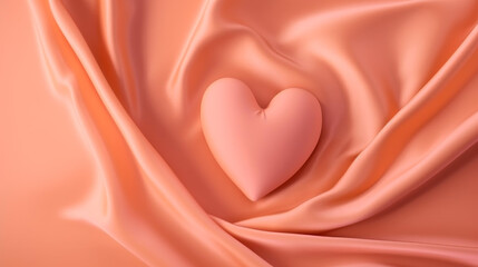 Luxuriate in the elegant texture of satin fabric adorned with heart patterns, creating a high definition, romantic soft background.