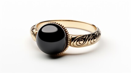 A black diamond ring with a white band