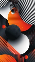 Geometric abstract background with black, white, and orange shapes. Modern art and pattern concept