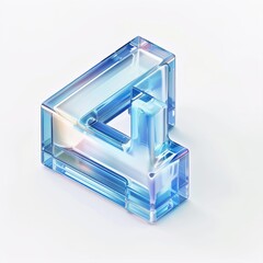 3D logo of the number "4", blue and white, isometric view, translucent glass texture, white background, technology sense, rendered in the style of C4d blender
