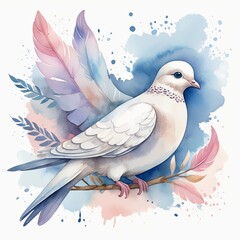 Obraz premium Watercolor Whimsy, a cute dove