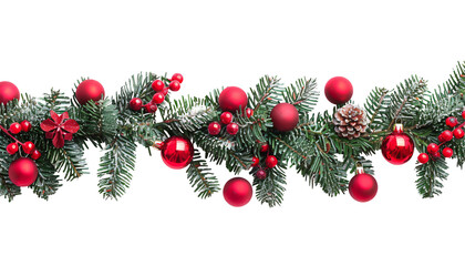 Christmas garland die cut PNG style isolated on white and transparent background