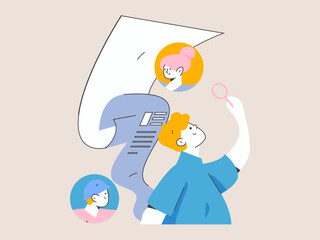 Personnel doing job interview flat vector concept operation hand drawn illustration
