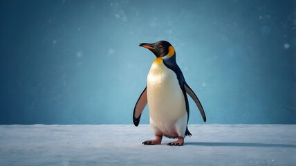Fototapeta premium Penguin on a blue background in beautiful images.