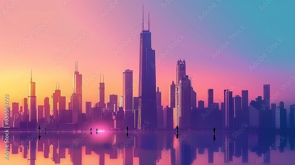 Canvas Prints - towering skyscrapers and gradient sky at dusk., uhd 4k image with sharp focus.