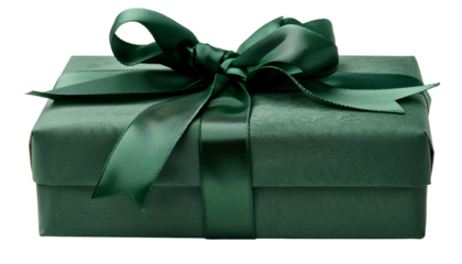 Green gift with bow die cut PNG style isolated on white and transparent background