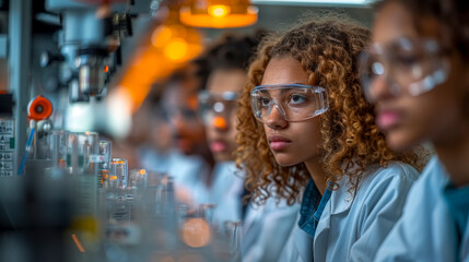 Obraz premium Science Lab Experiment: Students Conducting Experiments in Lab