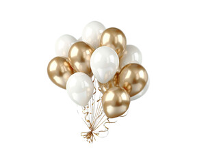 Golden and white party balloons for a festive celebration