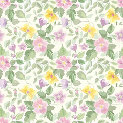 Floral variety color, form natural, seamless fabric pattern.