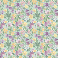 Floral variety color, form natural, seamless fabric pattern.