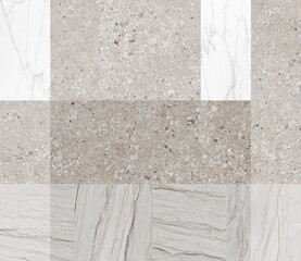 Mosaic background mixed of several natural stones or marble in a geometric shape.