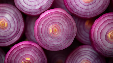 Full Frame Shot of Purple Onion Slice Directly Above View, Close Up View. - Powered by Adobe