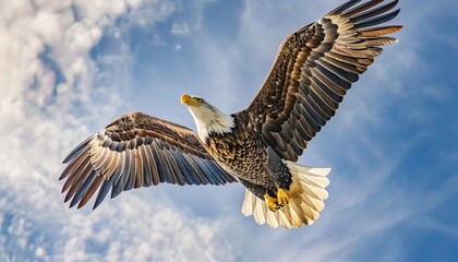 Fototapeta premium A Majestic Bald Eagle Soaring for Independence Day