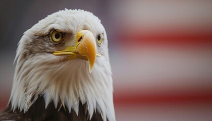 Obraz premium Closeup of a bald eagles intense gaze under the stars for Independence Day concept
