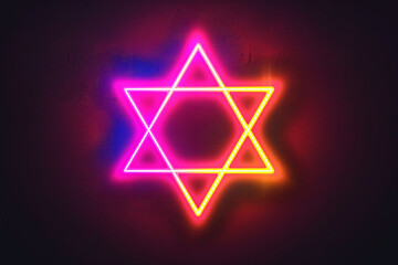 Judaism symbol neon vector icon


