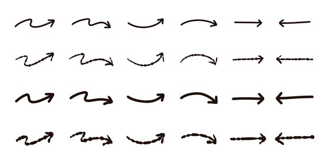 hand drawn painted arrow, set of arrows. vector illustration on transparent background