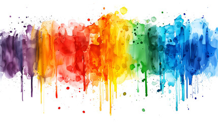 Fototapeta premium Rainbow watercolor paint splatter background