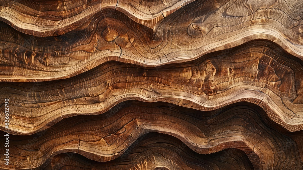 Wall mural close up of texture on a wooden surface with natural designs - Wall murals