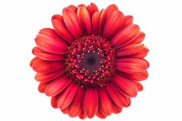 Red Daisy Mandala Flower Kaleidoscopic Isolated on White Background


