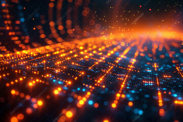 Obraz premium Digital background for tech, AI, neural networks, data, audio, graphics