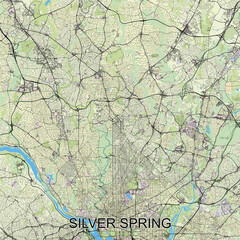 Silver Spring, Maryland, United States map poster art