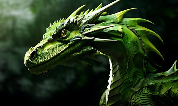 green dragon on a branch