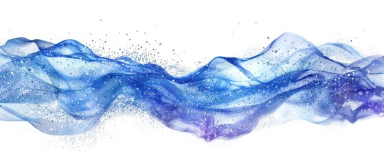 banner of a floating blue wavy stream of water on a flat white background
