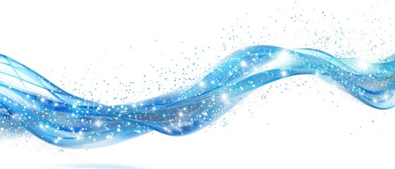 banner of a floating blue wavy stream of water on a flat white background