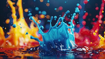 Multicolored paint splashes on a canvas backgrounds