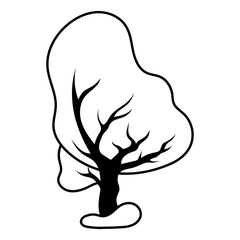 black and white tree icon. vector illustration