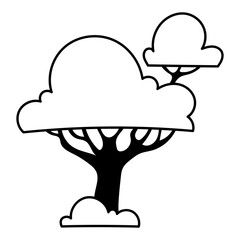 black and white tree icon. vector illustration