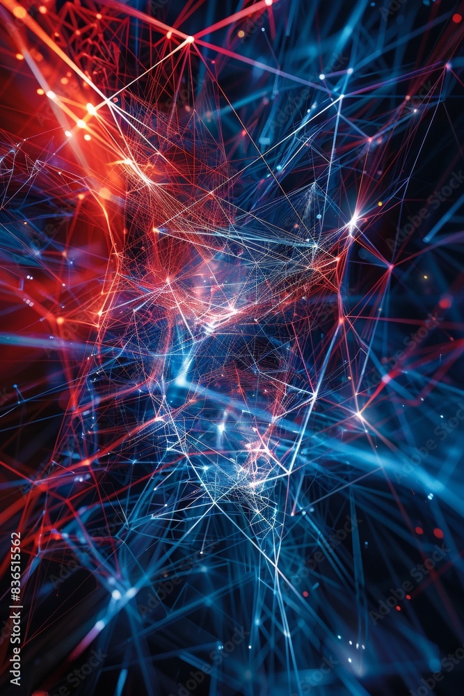 Fototapete vibrant abstract artwork depicting global connections with dynamic intertwined lines and colorful no