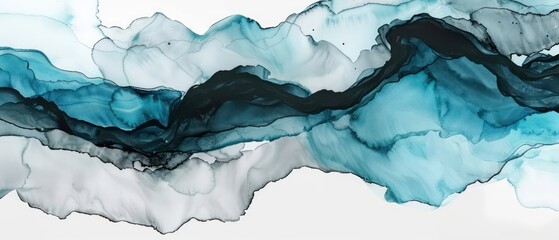 Obraz premium abstract wallpaper with wavy watercolor effects in liquid black and blue, nice texture and very artistic