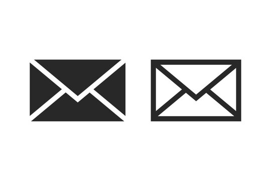 Mail icon set. Envelope icon, email message icon. Mail icon button sign, notification new message icon buttons