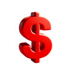 Obraz premium 赤い立体的なドルのアイコン 透過 素材 シンプル ３D ＄ PNG