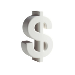 白い立体的なドルのアイコン　透過　素材　シンプル　３D　＄　PNG