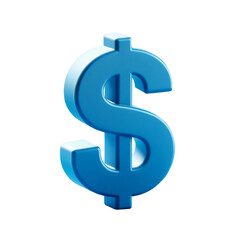 青い立体的なドルのアイコン　透過　素材　シンプル　３D　＄　PNG