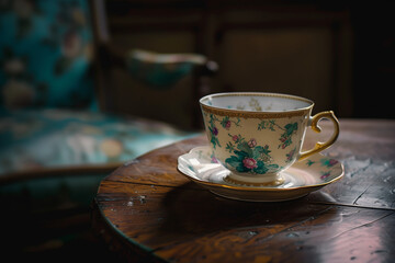 Fototapeta premium A cup of coffee exudes warmth and comfort, embodying a moment of relaxation and enjoyment.