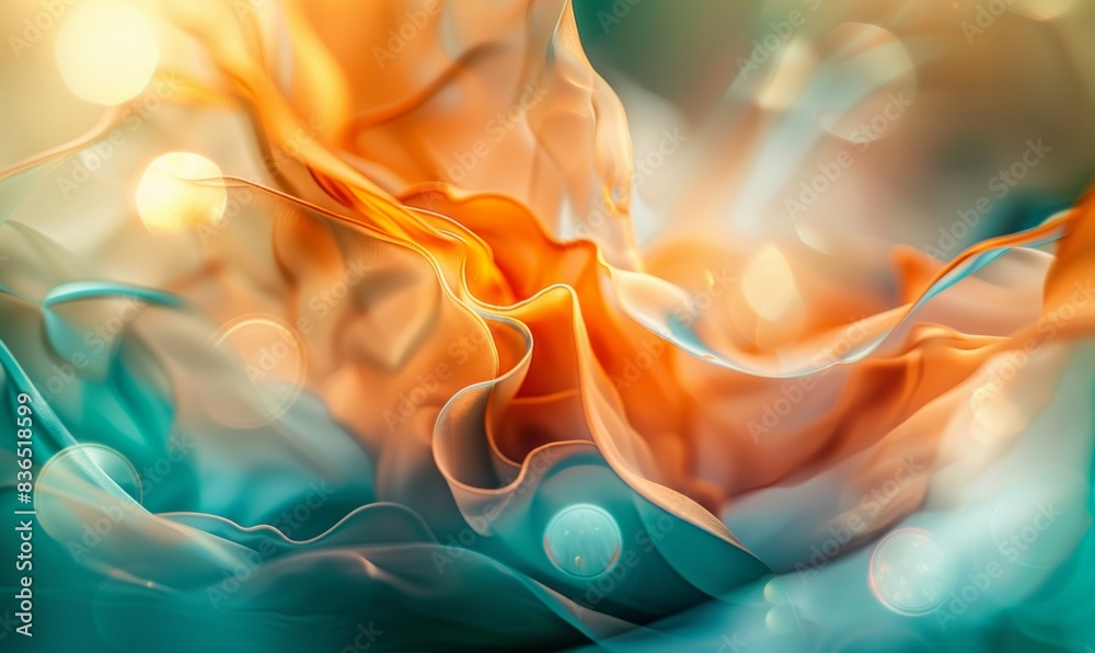 Aufkleber abstract artistic representation of vivid orange and teal waves in dynamic motion