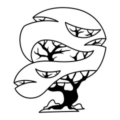 Tropical Tree icon. Minimalist Black and White Abstract Tree  illustration.
