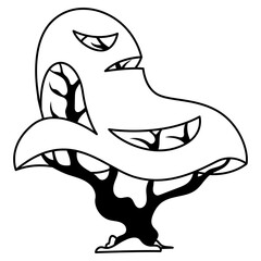 Tropical Tree icon. Minimalist Black and White Abstract Tree  illustration.