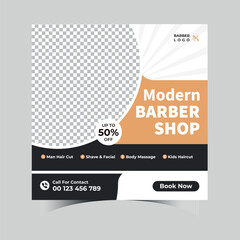 Modern Berber shop social media post template design